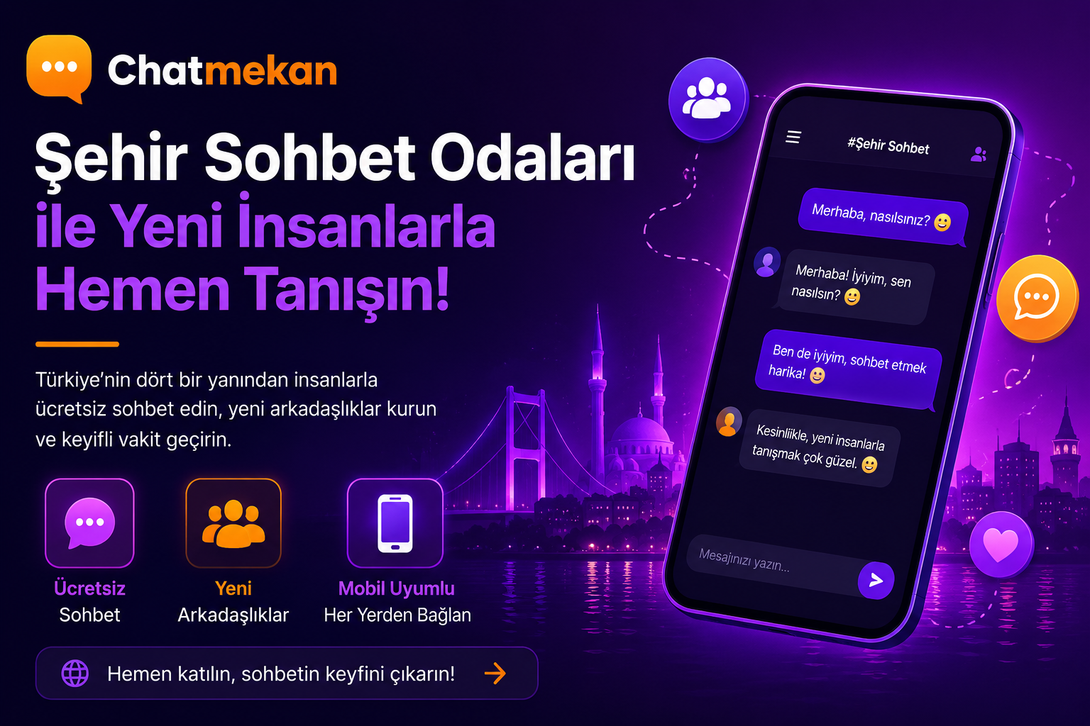 Şehir Sohbet Odaları ile Yeni İnsanlarla Hemen Tanışın